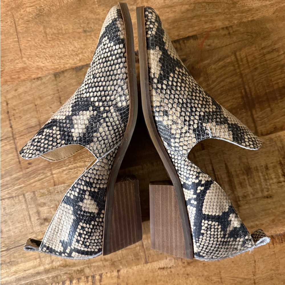 Lucky Brand Black and Cream Ankle Booties with Snakeskin Print - Picture 2 of 3